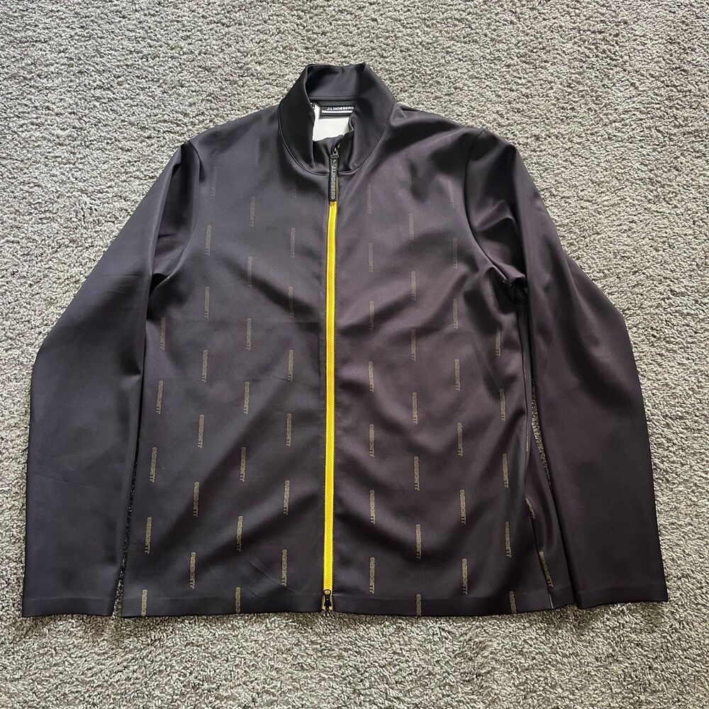 J. Lindeberg Omni Mid Layer Full Zip Track Jacket Black Mens Size 2XL Golf